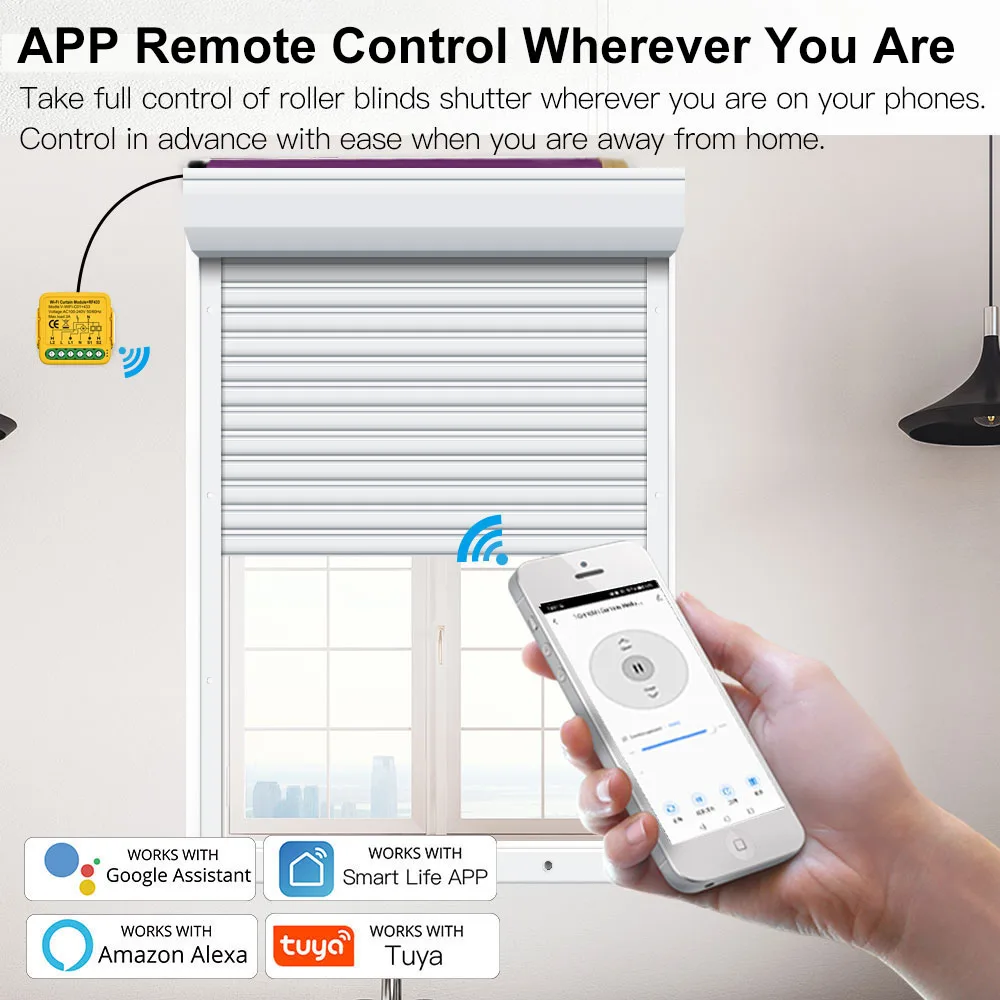 Умный Wi-Fi модуль переключателя для штор Tuya RF433, для электрического роликового затвора, для потайного двигателя, 1 комплект, работает с Alexa