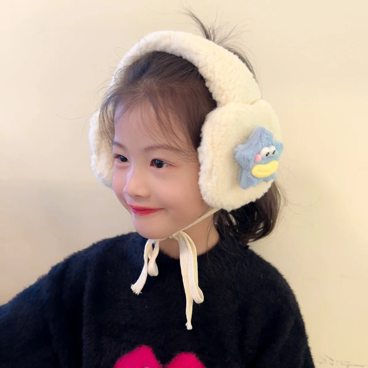Winter Lamb Wool Children's Earmuffs Cartoon Starfish Super Cute Ear Protection Earmuffs Lace Ear Warmth Versatile