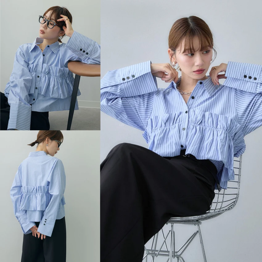 Chic Spring Autumn Plaid Bifold Hem Classic OL Shirt Women's Loose Fit Casual Business Long Sleeve Turn-down Collar Blouse