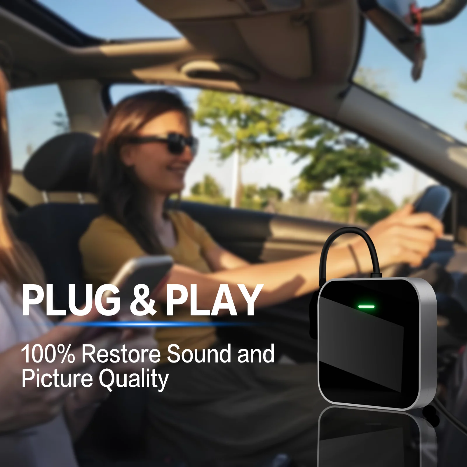 Draadloze Carplay Android Auto AI Box, Plug & Play past op auto's vanaf 2016 en IPhone IOS 10+ en Android 11+, stembediening - KL8