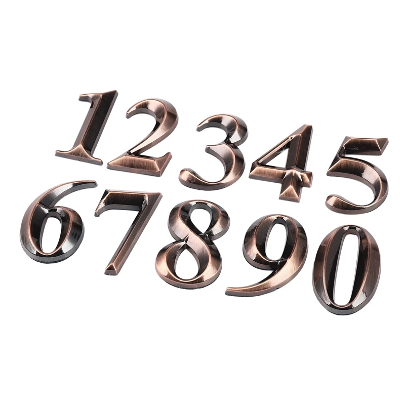10Pc Gate Digits 0 To 9 Number Tag Numeral Door Plaque House Drawer Sign Plating Hotel Home Sticker Address Door Label