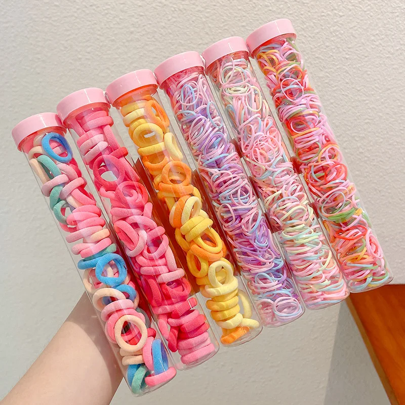 1 Set Elastic Hair Bands Baby Hair Accessories Hair Ring Girls Rainbow Color Scrunchies Children Ponytails Holder Hair Wear