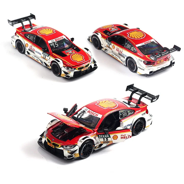 ThomZ City-Modèle réduit de voiture BMW moulé sous pression, véhicule de sport à remonter, son et lumière, DTM M8 GTE, collection cadeau pour garçon, échelle 1:32