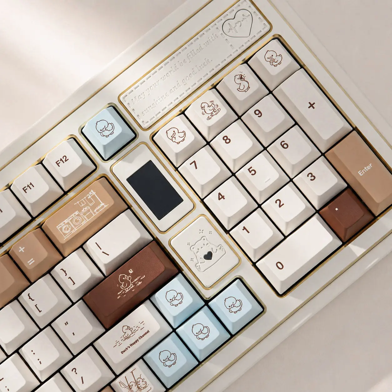 URE 136 Keys Brown Duck keycaps PBT Dye Sub Cherry Profile Retro Cute Cartoon Key Cap For MX 64 75 87 96 104 Mechanical Keyboard