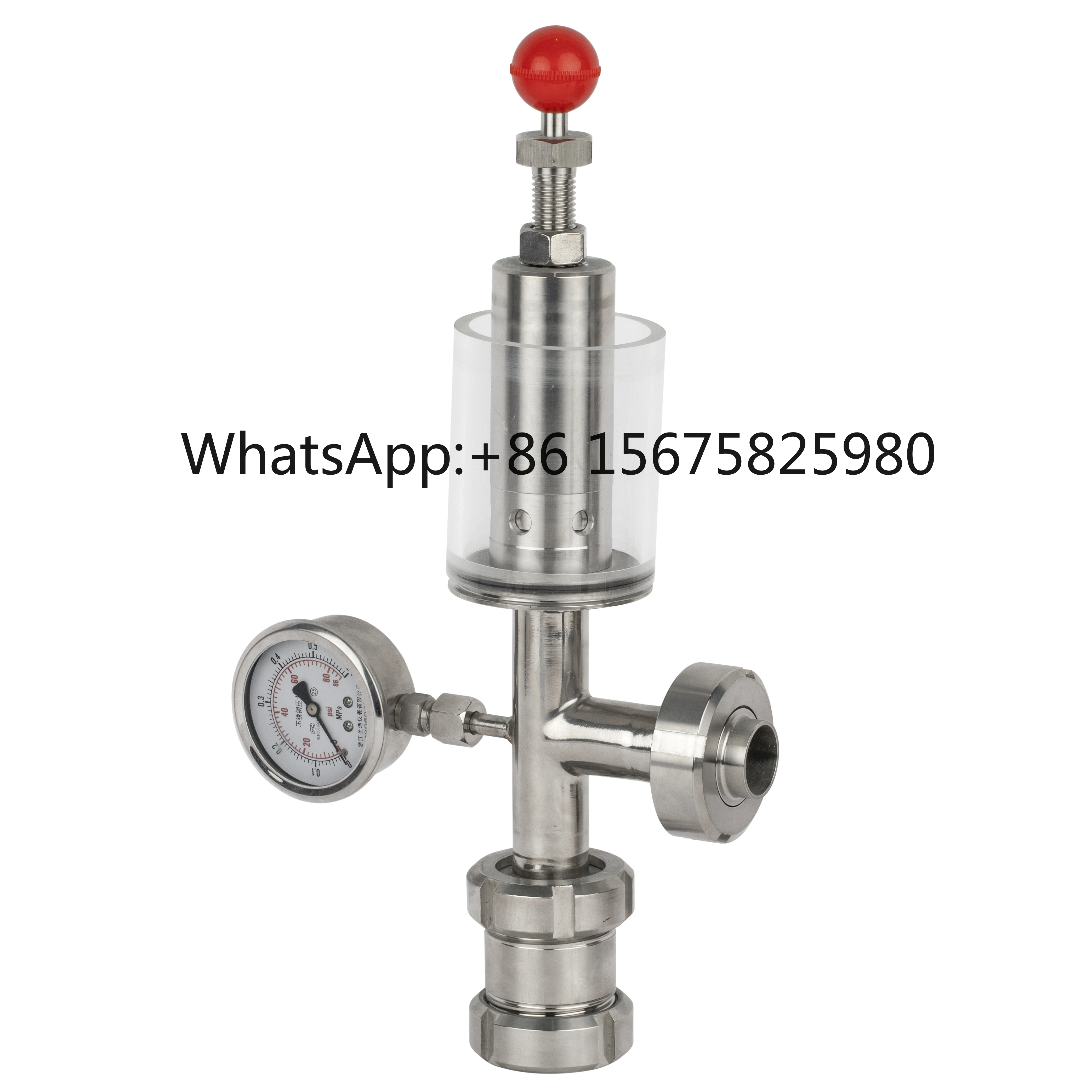Sanitary Stainless Steel 304 Spunding Valve DN25-DN40 Air Pressure Valve with Manometer