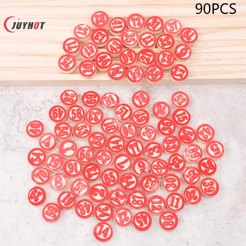 90pcs Deluxe Wooden Replacement Plates For Exciting Bingo Lotto Numbers Game - Ideal Gaming Gift For Friends And Family