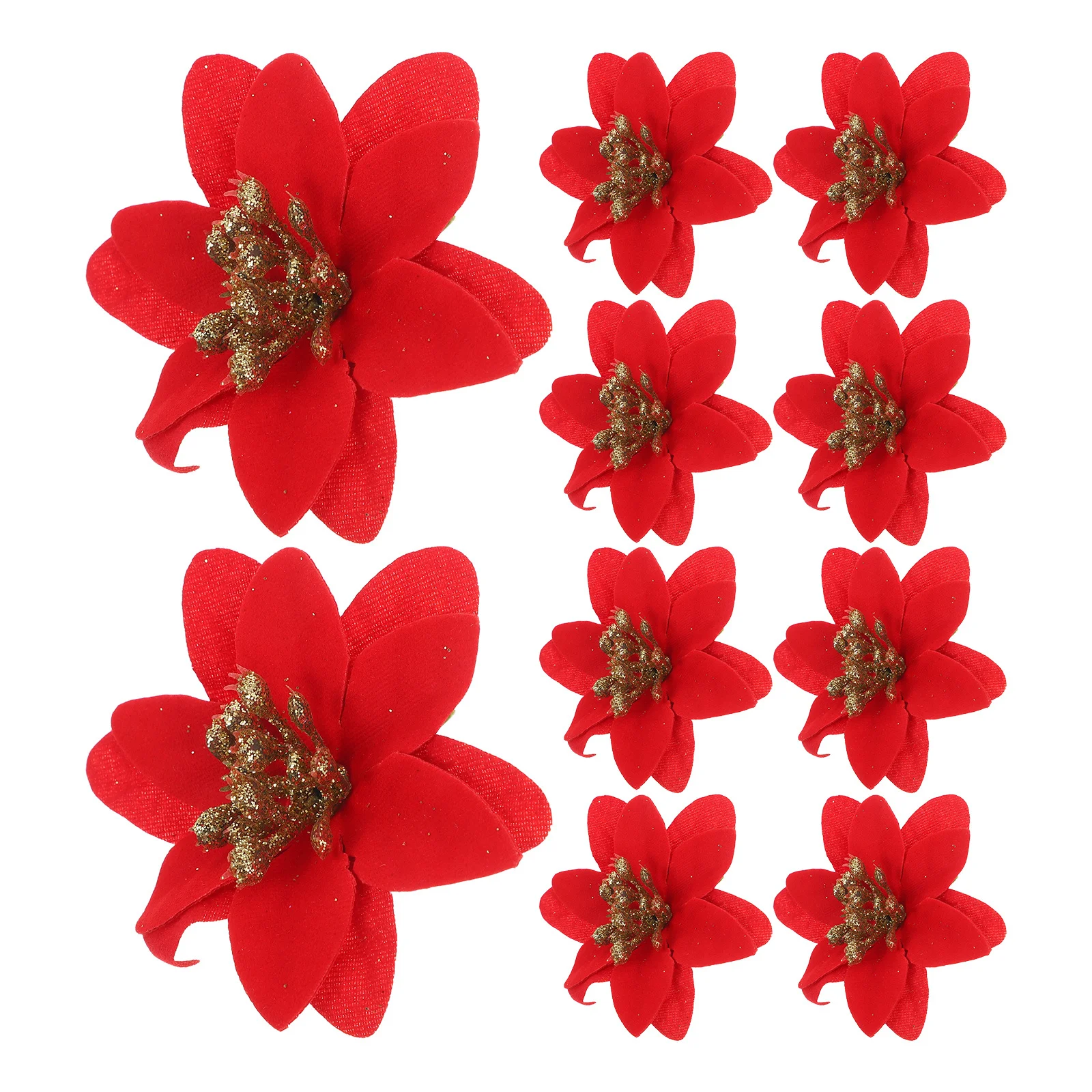 

10pcs Christmas Ring Decor Xmas Fake Flower For Holiday Party Home Garlands Artificial Flowers Festive Decoration Xmas