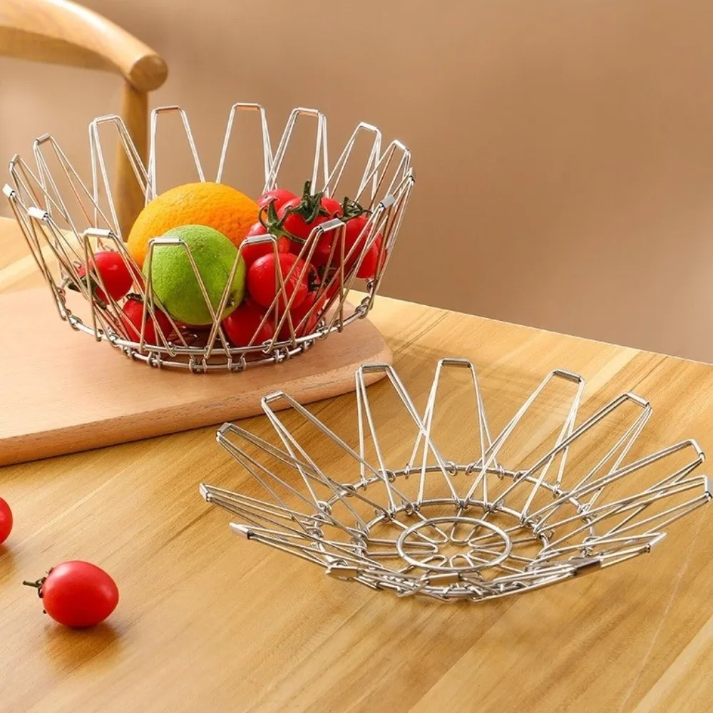 Versatile Basket Hollow Structure Foldable Fruit Basket Scalable Modern Storage Basket Simple Flower Vase Desktop Storage
