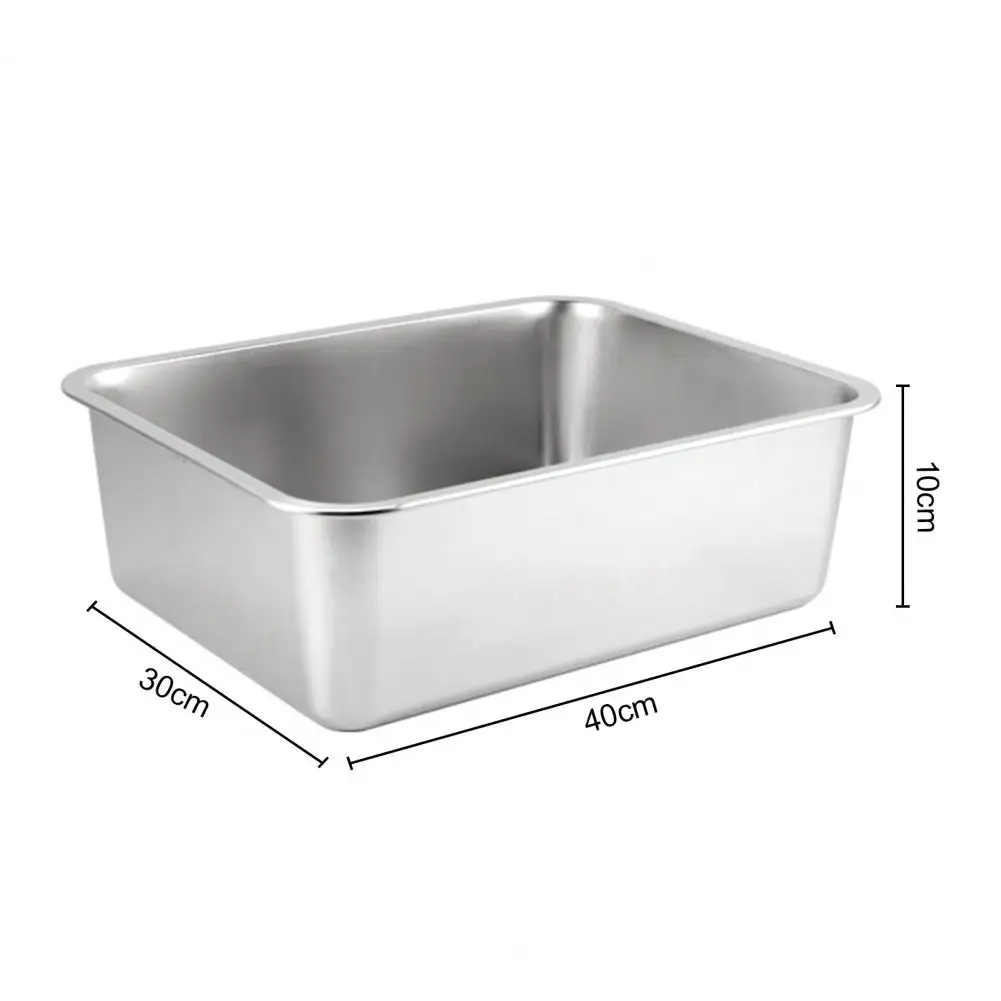 Stainless Steel Litter Box Durable Spacious Rectangle Stainless Steel Cat Litter Box Low Entry Open Design for Easy Access Pet