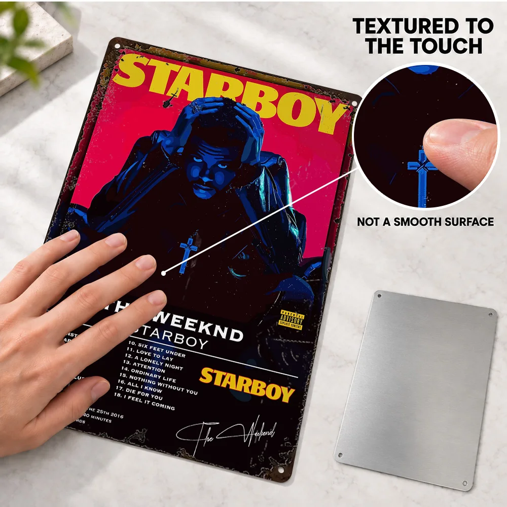 The Weeknd Starboy Aluminum Poster Customized Metal Sign Album Tracklist Design Wall Art For Music Room Record Collector Gift