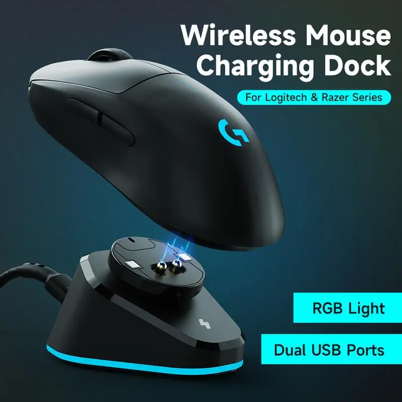 Mouse Charging Dock Upgraded Charging Dock For Mouse Multi-Function Super Fast Charger With Non-Slip Design At The Bottom