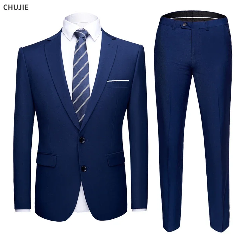 Blazers de boda para hombre, conjunto de 2 piezas, chaqueta completa elegante de lujo, chaleco, pantalones, diseño de última empresa, abrigo ajustado, pantalones, 2023