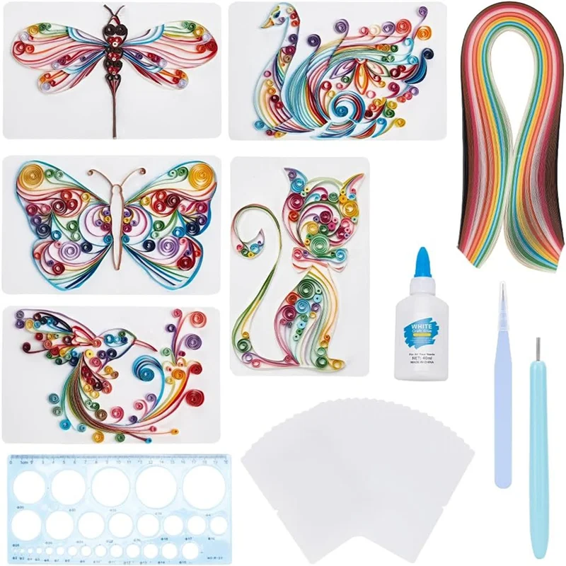 

【A87T】For Beginners,20 Sets Paper-Quilling Kits 20 Cards, Tools& Supplies For Home Room Wall Art Decor-Creative