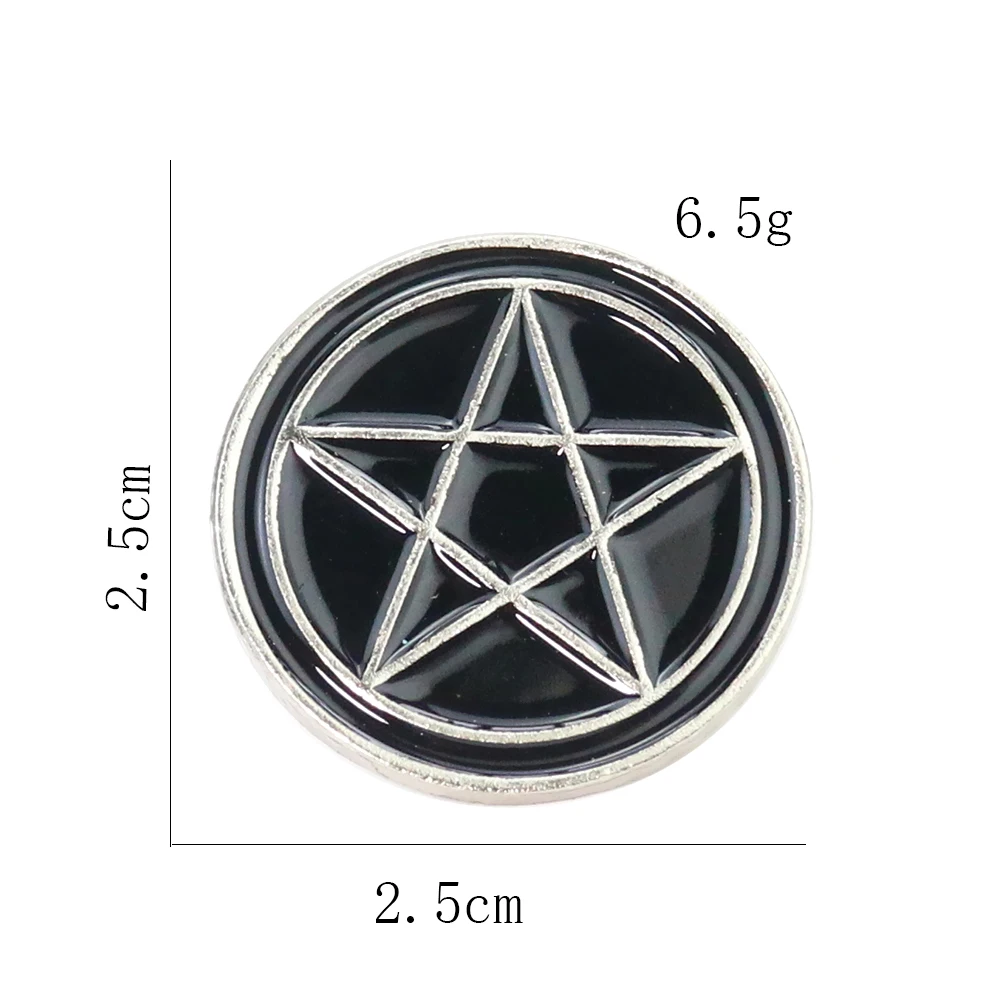 Czarny Pentagram broszka szatan lucyfer Demon czary Pin Pentagram odznaka kołnierz gotycki klapa torba plecak kobieta mężczyzna biżuteria prezent