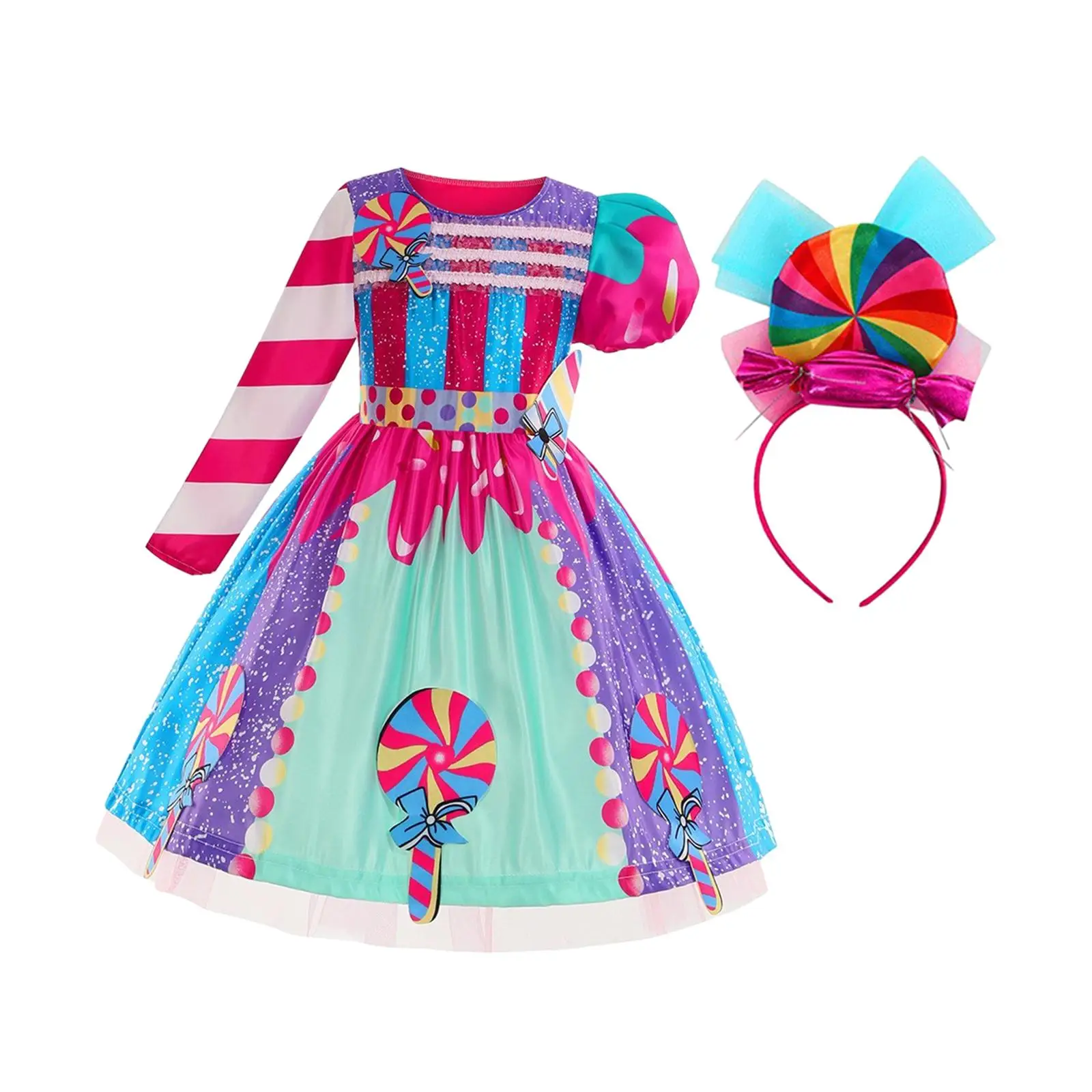 Lollipopjurk voor kleine meisjes met hoofdband Kleurrijk snoepkostuum voor verjaardag Carnaval Cosplay