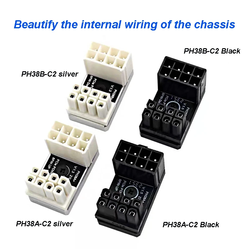 180 Degree ATX 8-pin Graphic Card Power Adapter 8-pin Female to 8-pin Male Power Connector for Desktop Graphics Card