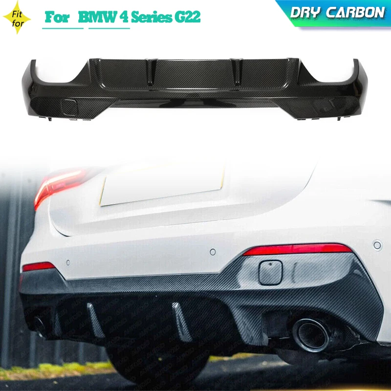 Dry Carbon Car Rear Bumper Diffuser Lip Spoiler for BMW 4 Series G22 M-Sport 2021 2022 Racing Rear Diffuser Lip Guard Body Kits