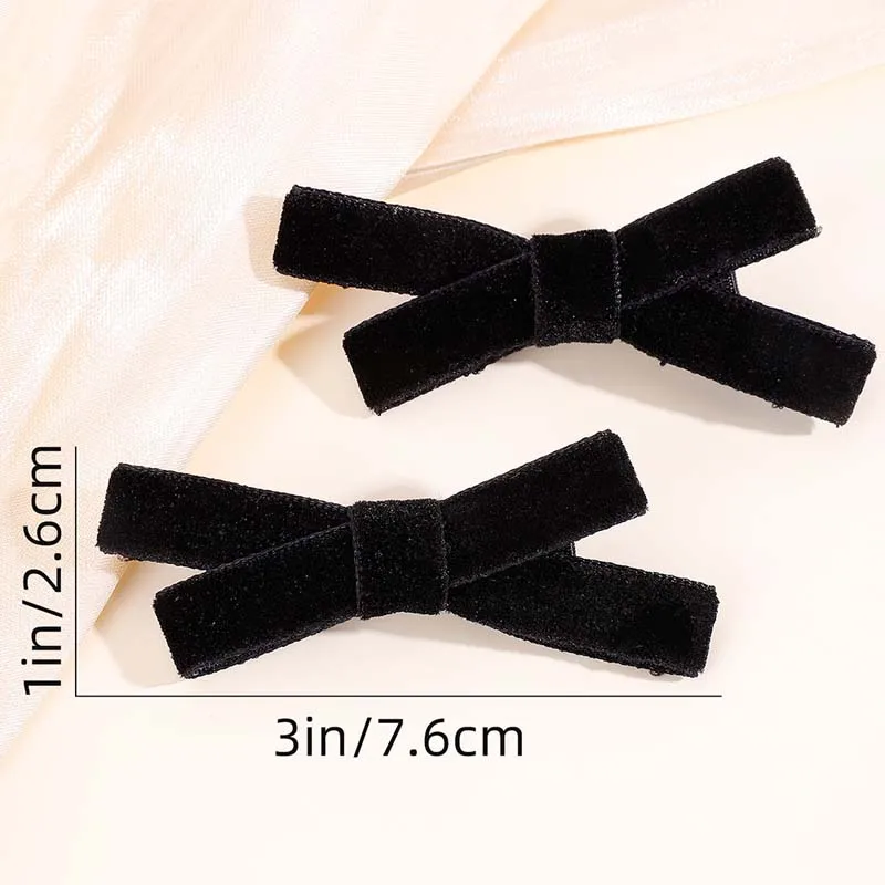 ncmama 2PCS Retro Black Velvet Bowknot Hair Clips Ribbon Bow Hairpin Girl Small Barrettes Kids Headwear Korea Hair Accessories