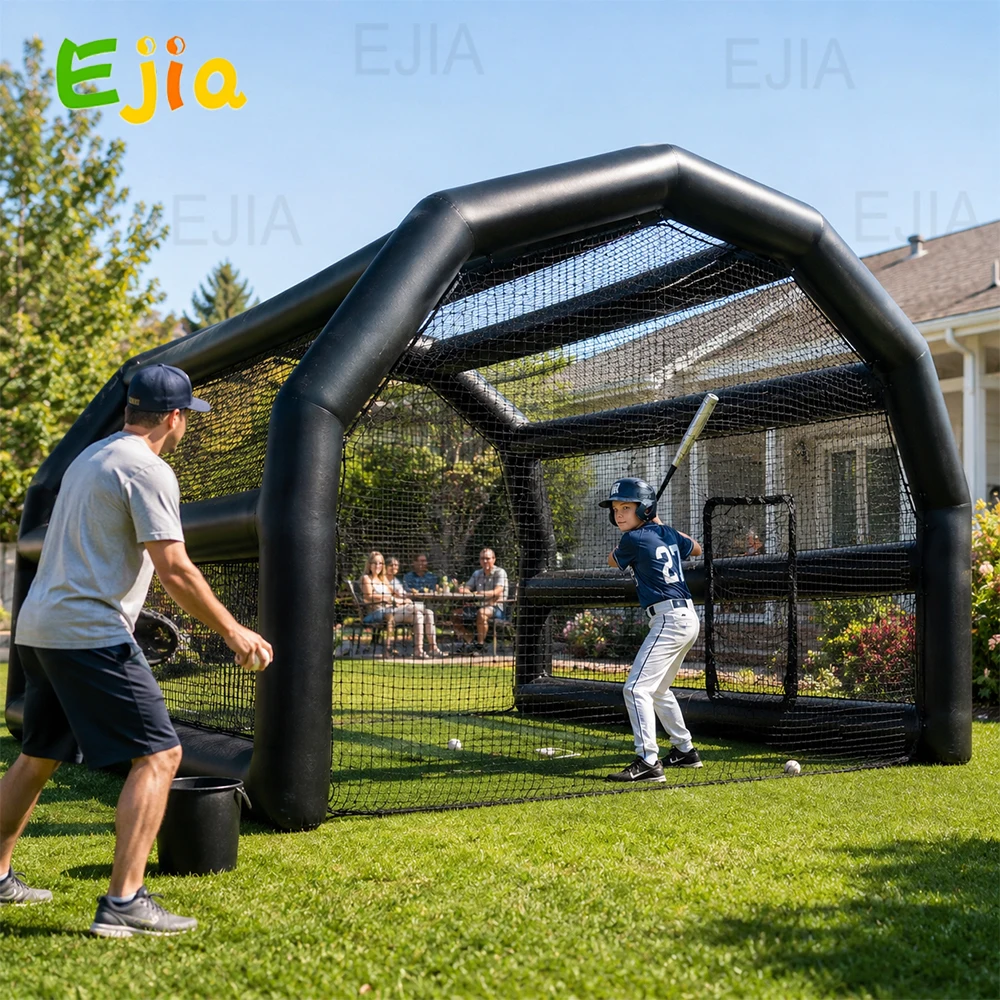 Commercial 20x16FT Inflatable Batting Cage, Heavy Duty PVC Baseball Softball Practice Net, Portable Pitching Training Enclosure for Backyard, Field & Sports