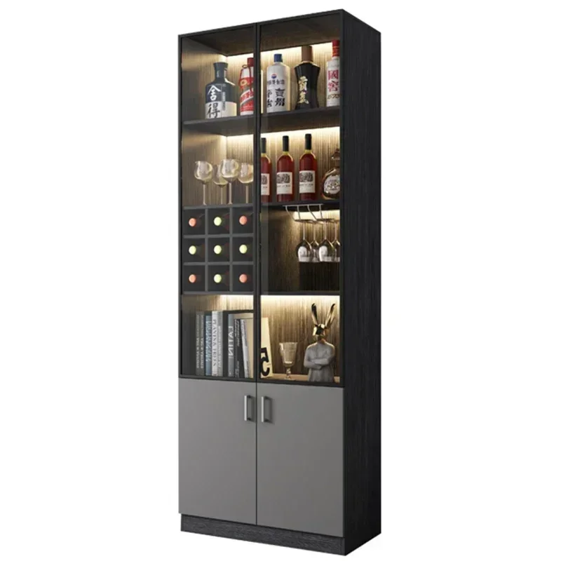 บาร์กลางแจ้งตู้โชว์วิสกี้เฟอร์นิเจอร์เปิดตู้ตู้เย็นไวน์ Cellar ผู้ถือขวดตู้มุม Vitrina Vidrio Rack