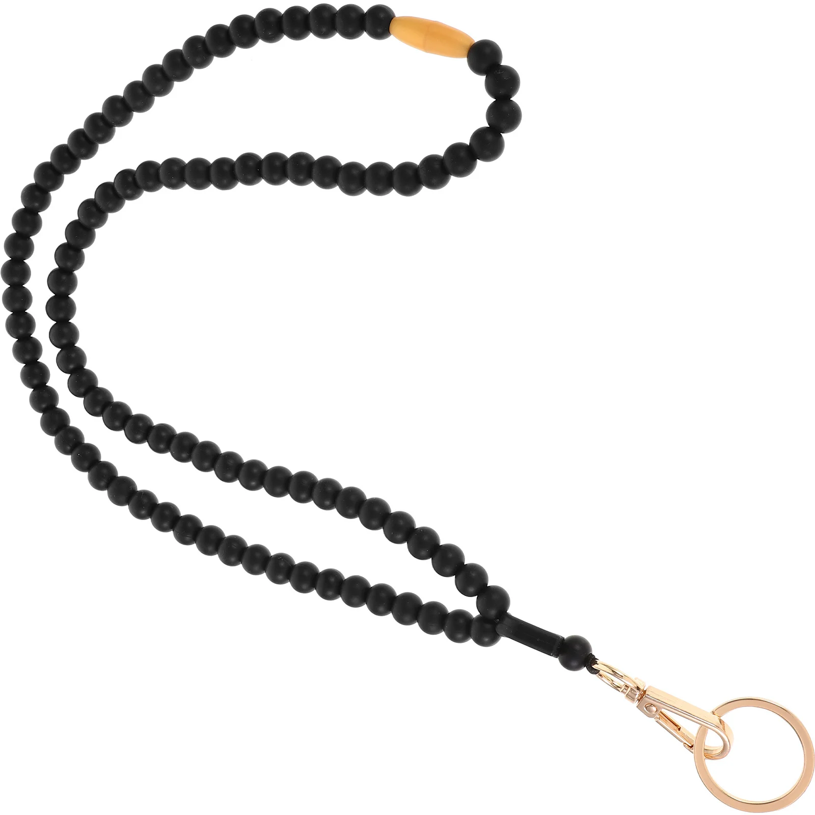 

Beaded Lanyard for Id Badges Silicone Rubber Badge Holder Portable Keychain Lanyard Anti-Lost Hanging Rope