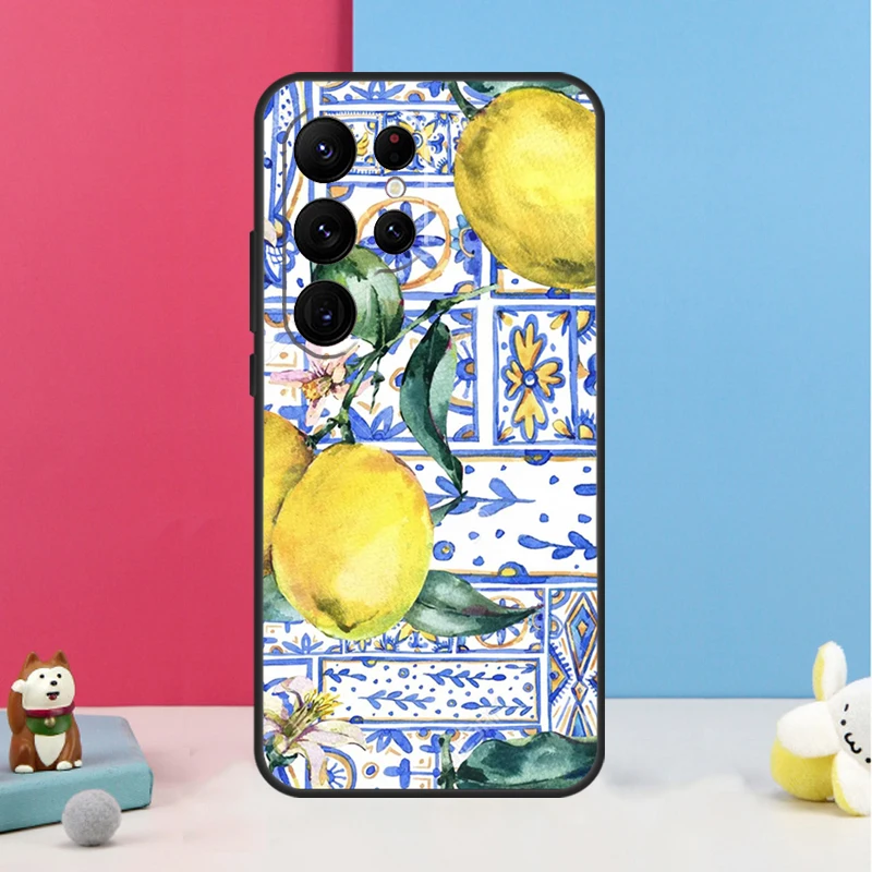 Mediterranean Lemon Case For Samsung Galaxy S23 Ultra S24 S22 Note 20 10 Plus S8 S9 S10 S21 S20 FE Back Cover