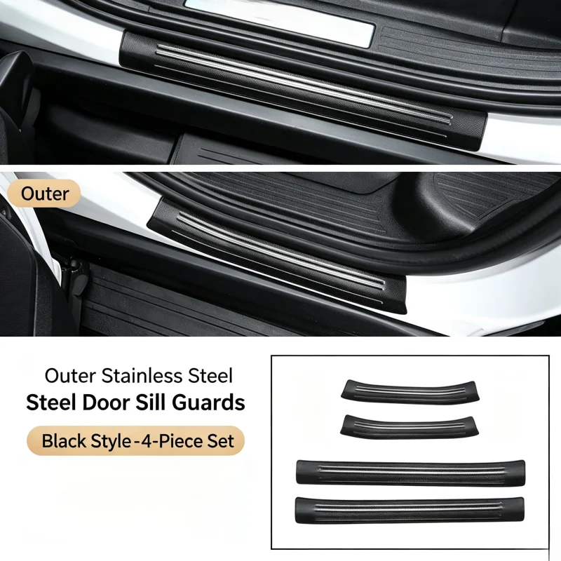 4PCS For Land Rover Defender 110/130 2020-2026 Stainless Steel Front and Rear Door external threshold strip Guard Protector