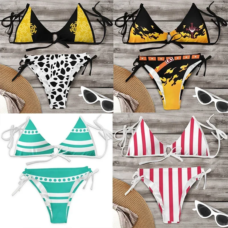 Anime Nami Portgas · D · Ace Trafalgar Law Swimsuit Bikini Cosplay Costume Women Sexy Summer Swimwear Outfits Halloween Party Su