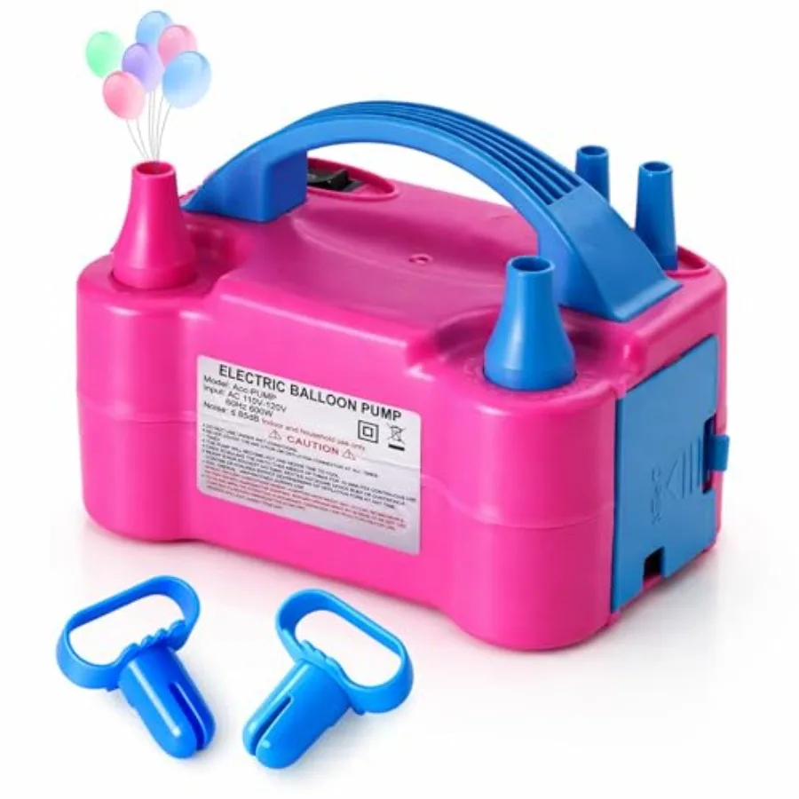 

Balloon Pump Electric with Dual Nozzles and Tying Tool - Portable Inflator for Party Balloons Gender Reveal Baby Shower Holiday