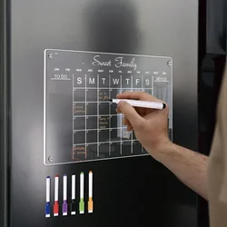 A4 30x21cm Dry Erase Magnetic Acrylic Wall Calendar Chore Chart Board Planning Board Horizontal Wall Calendar for Refrigerator