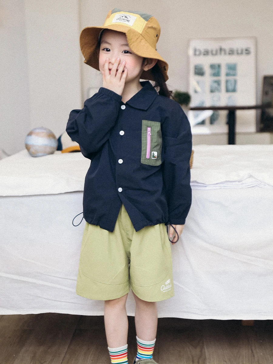 Spring Autumn New Loose Long Sleeve Children's Shirt Little  Style Cotton Fabric Girls' Casual Shirt the Mount Space