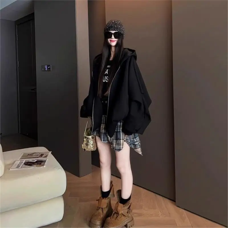 

Свободная толстовка с капюшоном для осени и зимы, большие размеры, модный дизайн, повседневная одежда, верхняя одежда для пар, полиэстер