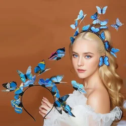 Beautiful Butterfly Headband for Women Fairy Garland Headdress Simulation Hair Accessories Props for Bride, Performances, Photos