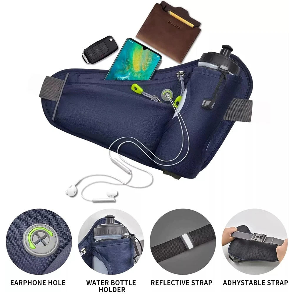 1PCS Fanny Pack with Water Bottle Holder - Adjustable Hydration Running Belt for Men & Women,Reflective Waist Bag for Running
