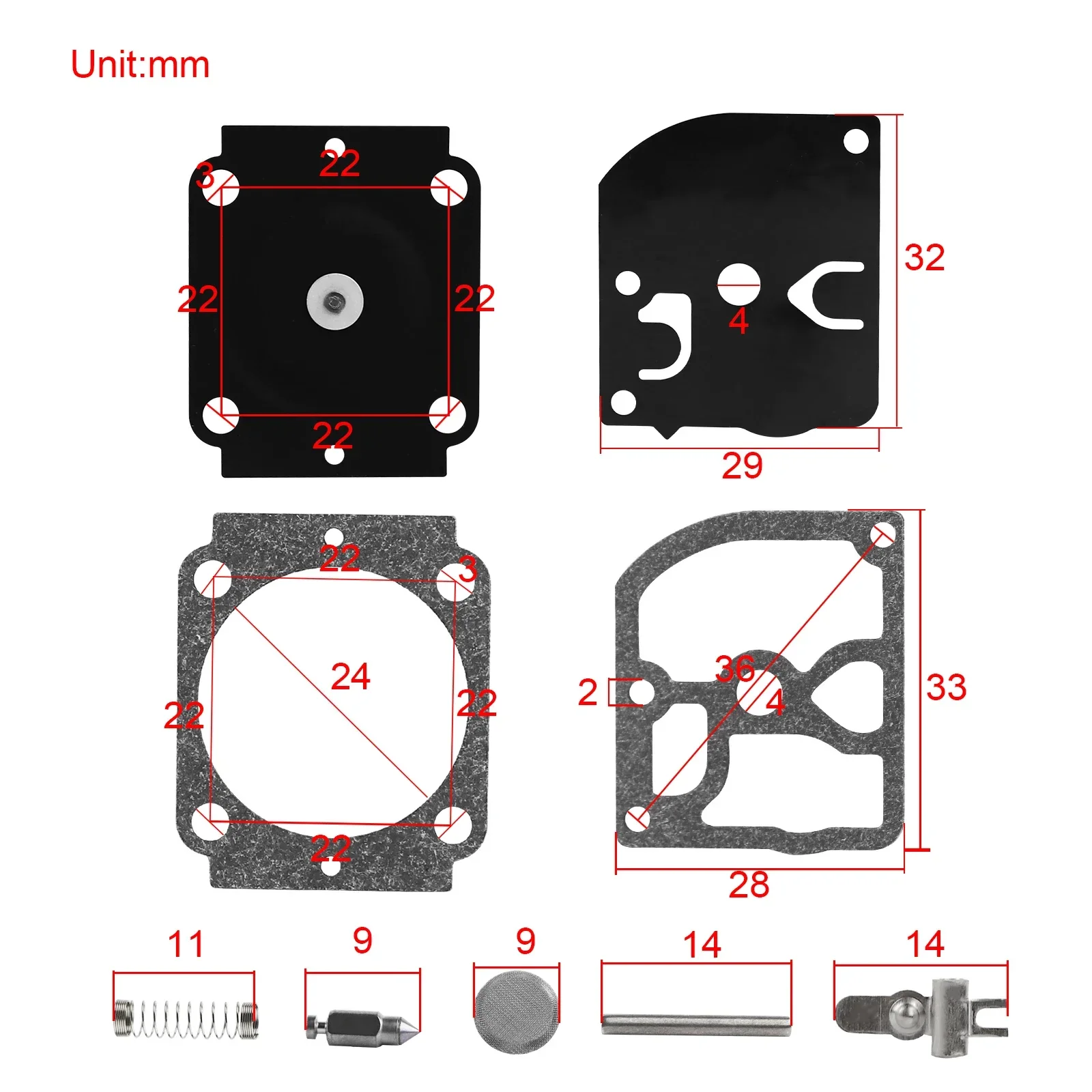 10 Packs, Carburetor Repair Rebuild Kit Diaphragm Gasket for ZAMA RB-155 RB-164 Stihl BG66 BG86 Blowers C1M-S144 MS180 MS170