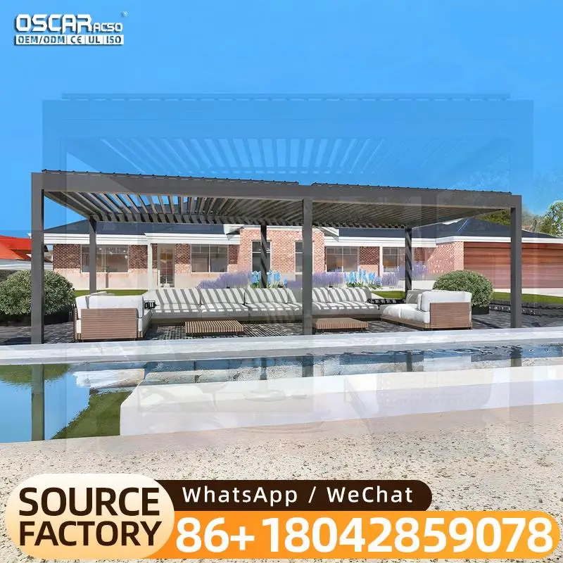 Outdoor Louvered Sun Shade Garden Pavilion Mirador for Backyard Patio Lawn pergola
