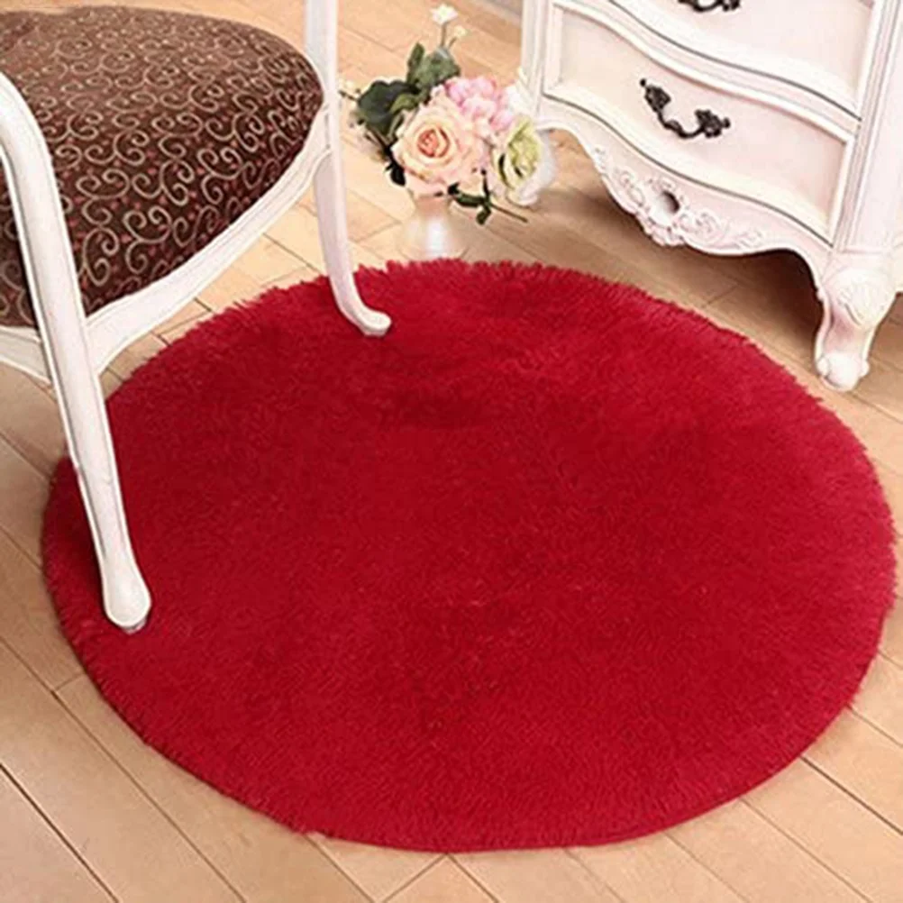 40cm Round Plush Carpet Soft Bath Bedroom Non Slip Floor Shower Rug Yoga Plush Round Mat Home Decor