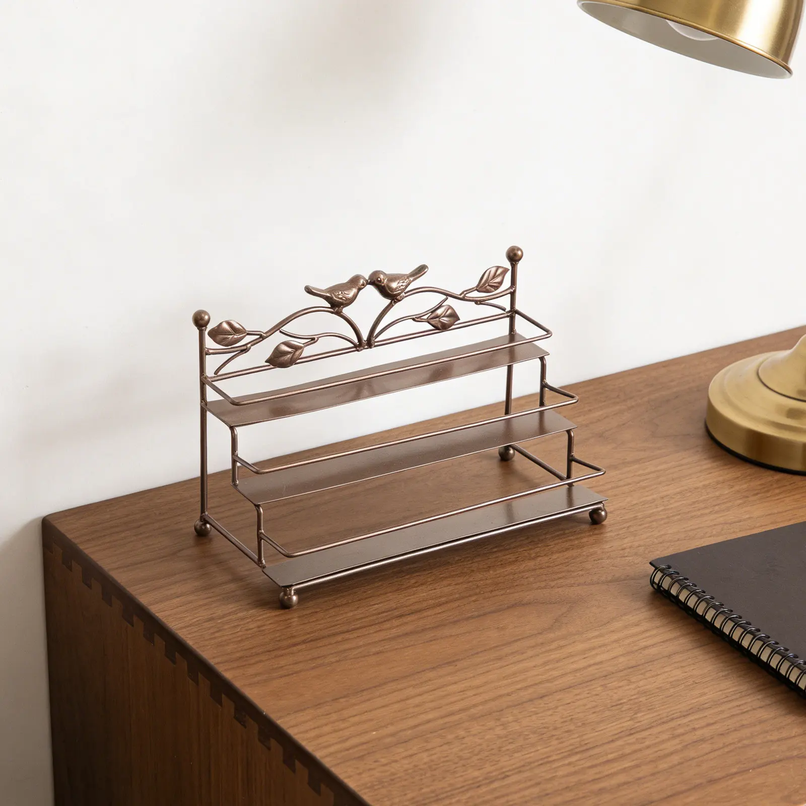 3-Tier Metal Nail Polish Shelf Organizer for Cosmetics Lipstick Perfume Essential Oils Display Rack Vintage Vanity Decor