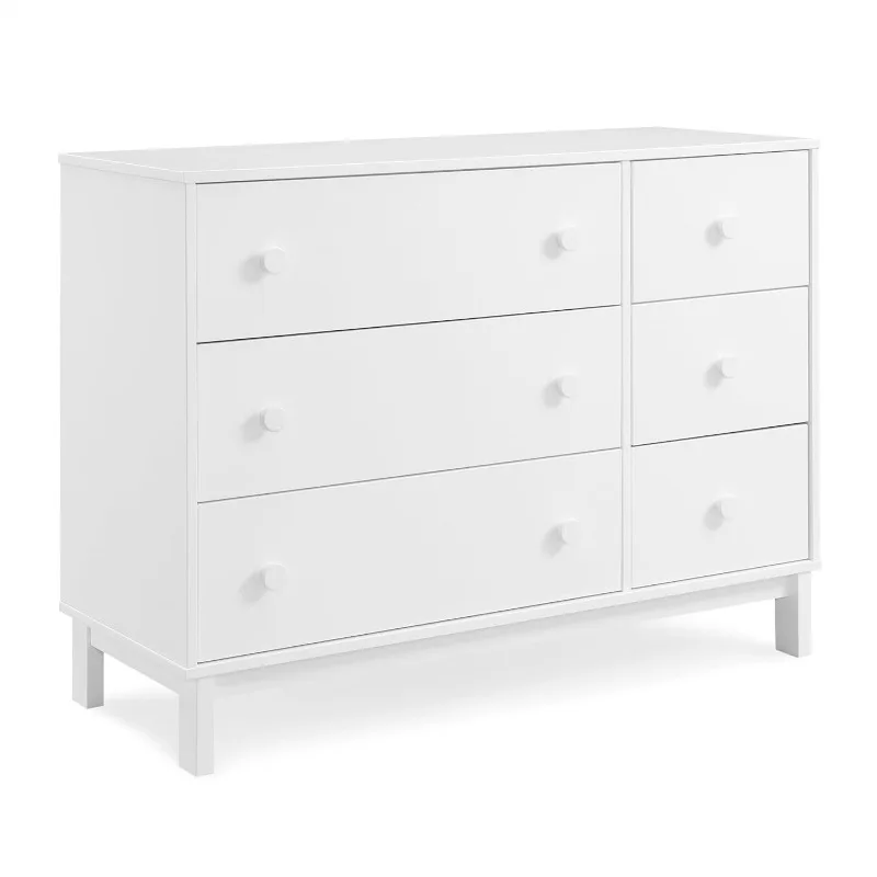 6 Drawer Dresser with Interlocking Drawers - Greenguard Gold Certified, Bianca White