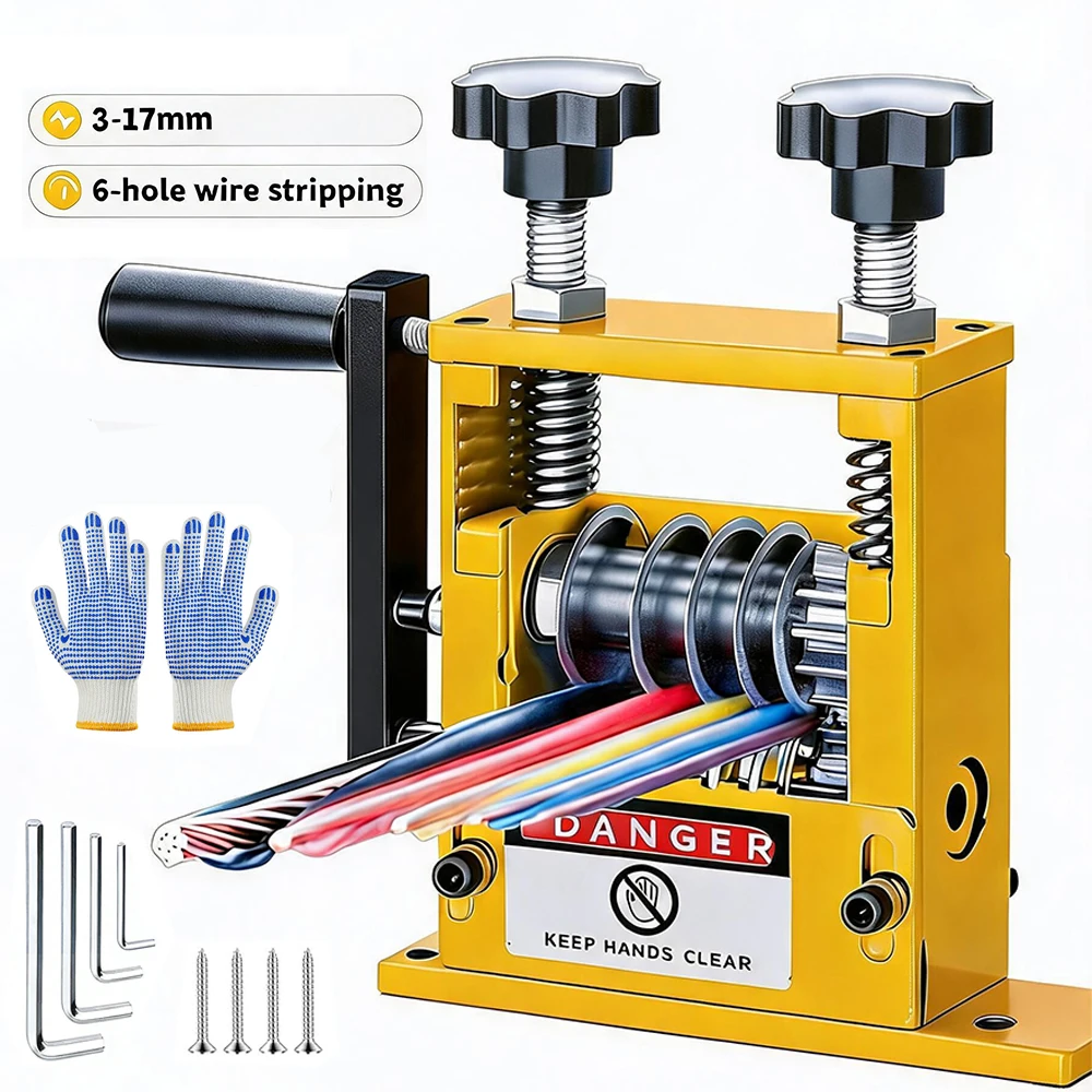 Macchina manuale e automatica per spelare cavi, strumento portatile per spelare cavi da 3 a 17 mm, ideale per il riciclo di cavi in rame e per l’uso con trapani elettrici.