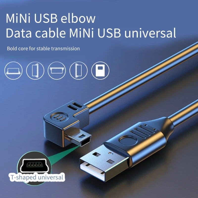 Mini USB Cable UP Down Left Right Angled 90 Degree USB 2.0 TO Mini USB 5pin Fast Data Charger Cable for Camera MP4 Tablet GPS