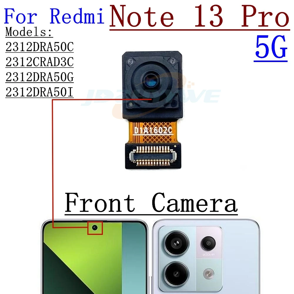 For Xiaomi Redmi Note 13 Pro+Plus 5G Rear Back Facing Camera Ultrawide+Depth+Macro Front Selfie Samll Camera Flex Cable Part