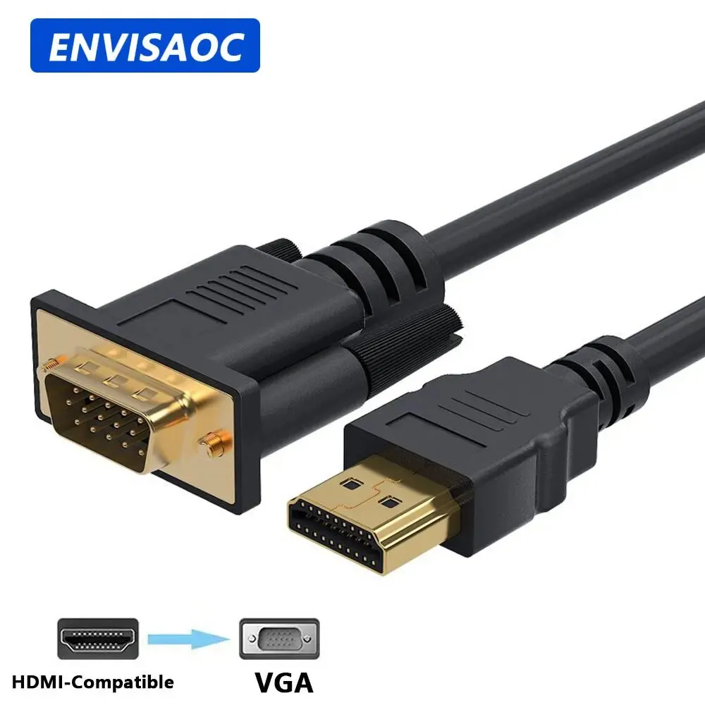 HDMI-Compatible to VGA Adapter Connecto Line Converter Cable 1.8M FHD 1920*1080P For Desktop Laptop PC TV Monitor Projector