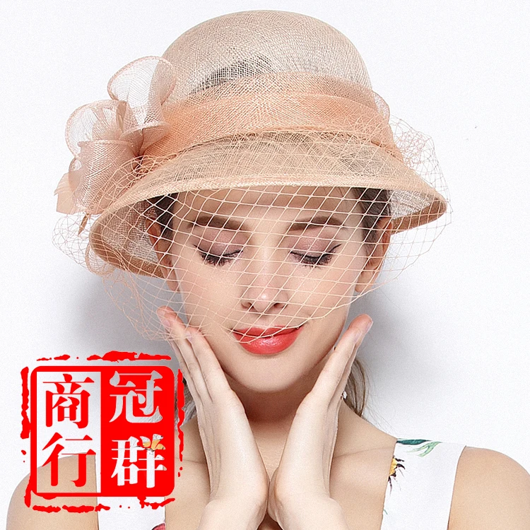 X4123  Retro British Veil Fascinators Linen Gauze Cap Women Mesh Hat Ladies Banquet Hat Sun Shade Summer Hat Women Millinery Cap