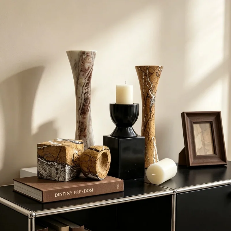 Luxury-modern marble candleholder decorative items model rooms - living room, bedroom, study, dining room, home accessories