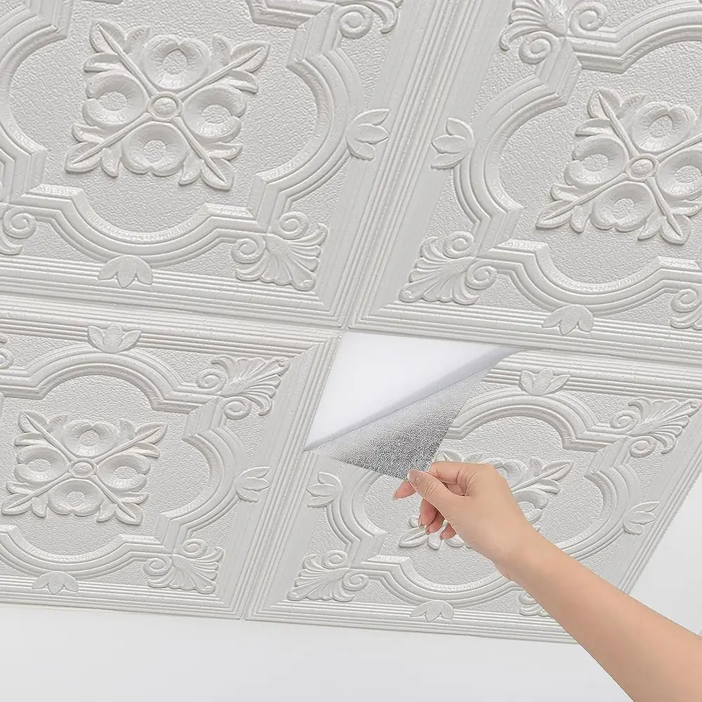 

Потолочные плитки самоклеящиеся, 16 шт., покрывают 21 кв.м, 3D-панели для стен самоклеящиеся, легко устанавливать и резать, для потолка