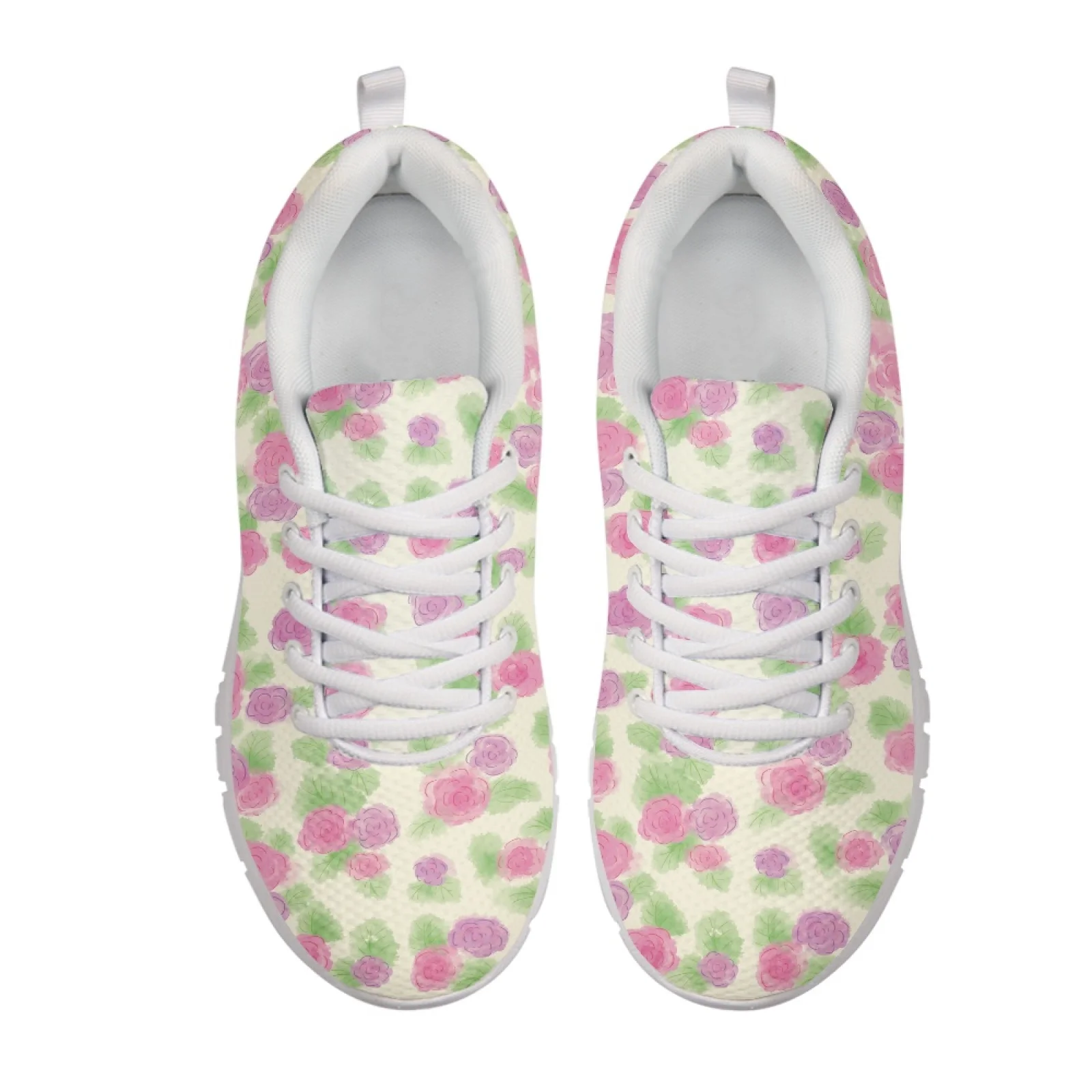 Coloranimal Watercolor Rose Women Running Shoes Breathable Lightweight Men's Walking Sneakers for Work