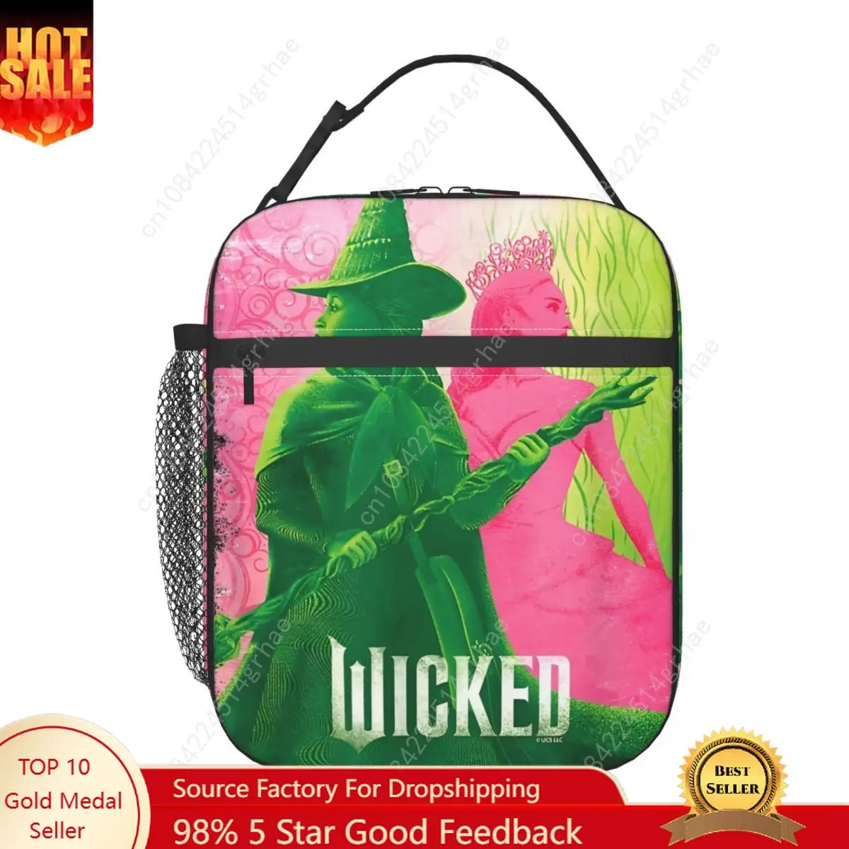 Wicked Elphaba & Glinda Tonal Insulated Lunch Bag Office Musical Movie 2024 Food Box Portable Fashion Cooler Thermal Lunch Box
