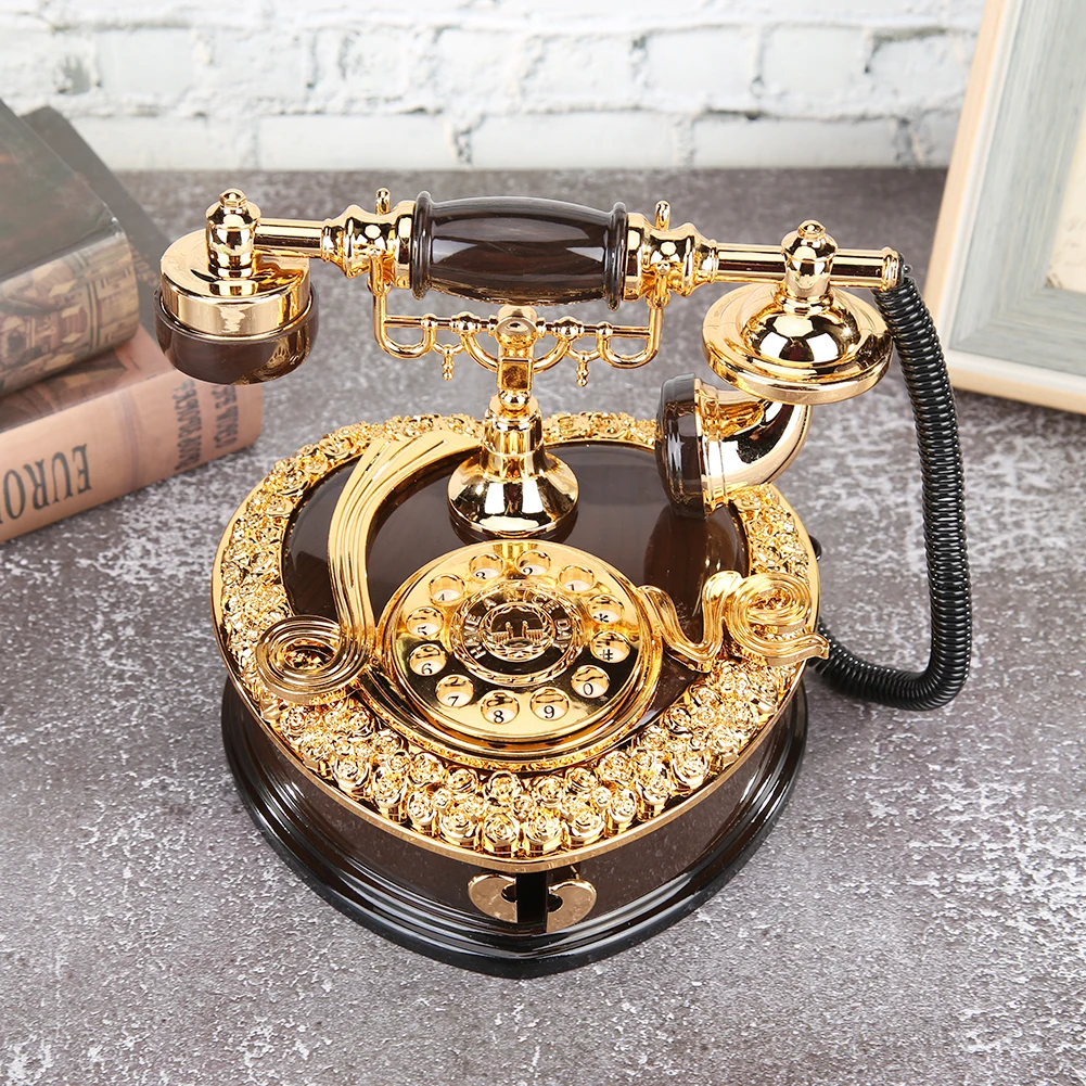 

Creative Music Box Jewelry Storage Organizer Home Decorative Ornaments European Style Classical Phone Shaped Music Boxes