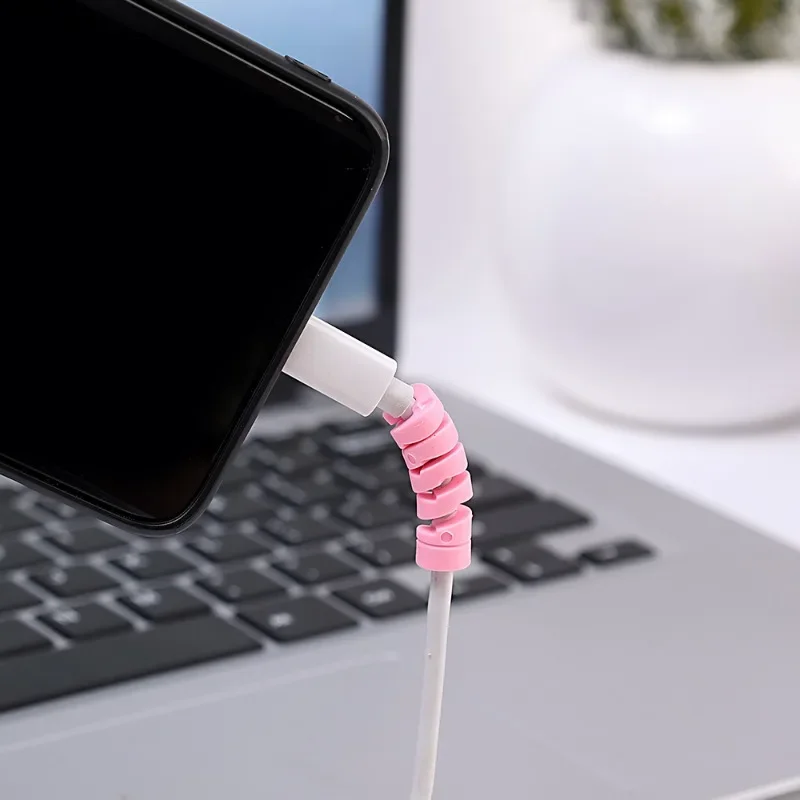 4-20Pcs Kabel Protector Silikon Ladekabel Spirale Wickler Draht für Telefon USB Ladegerät Kabel Schutzhülle Kabel wickler Clip – Detail 4